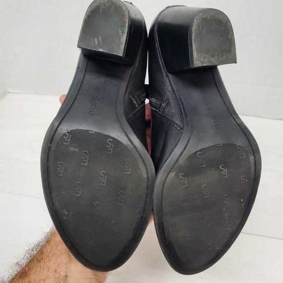 Franco Sarto Diana Ankle Bootie Black Leather Gold Zip Tassel Womens 7 M EUC - Picture 14 of 15